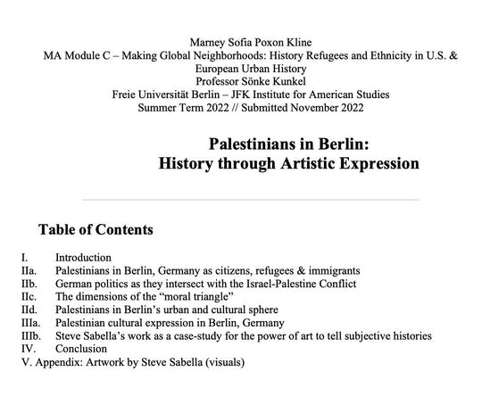 Palestinians Berlin: History through Artistic Expression | Marney Sofia Poxon Kline | Freie Universität Berlin – JFK Institute for American Studies